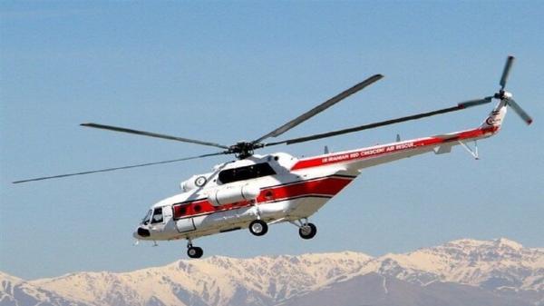 بالگرد هلال احمر به ارتفاعات تهران اعزام شد، نجات کوهنورد تهرانی به وسیله امدادگران