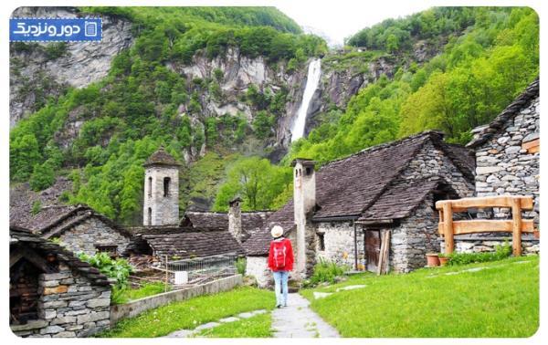 آبشار فورگولیو در دره تیچینو سوئیس
